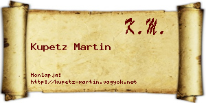 Kupetz Martin névjegykártya
